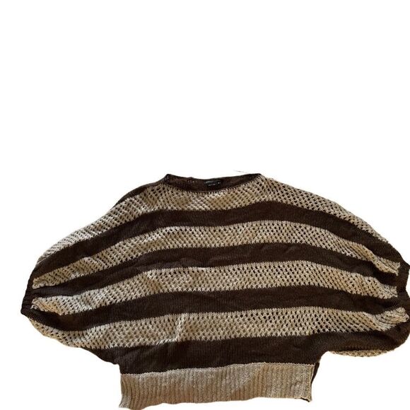 BCBG MAX AZRIA BLACK And brown CROCHETED SWEATER  acrylic wool blend Size XL - Picture 2 of 6